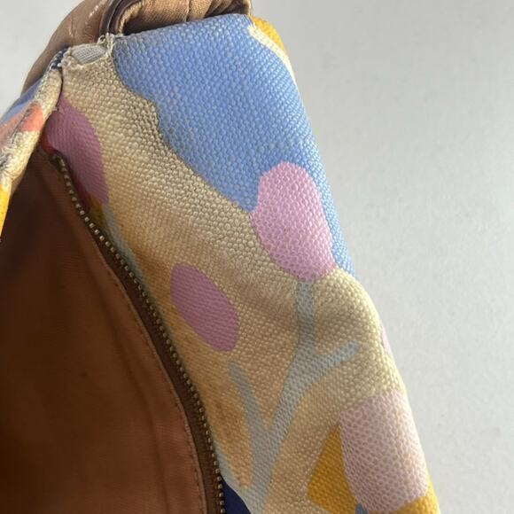 Fossil Preston Crossbody Purse Leather Canvas W/ Floral Pattern Flap Zip Around - Picture 13 of 16